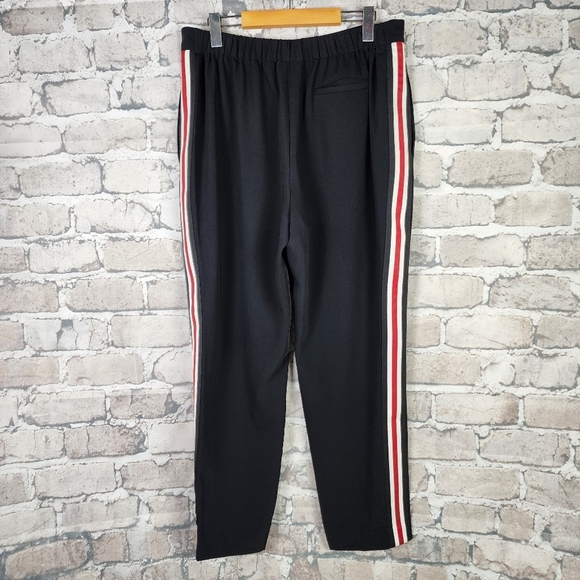 Ted Baker Madlyne Trousers Slim  Fit Crop Track Stripe Embroidered Black Size 4 - Picture 10 of 14